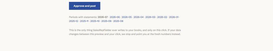 The approve and post button under the previewed entry